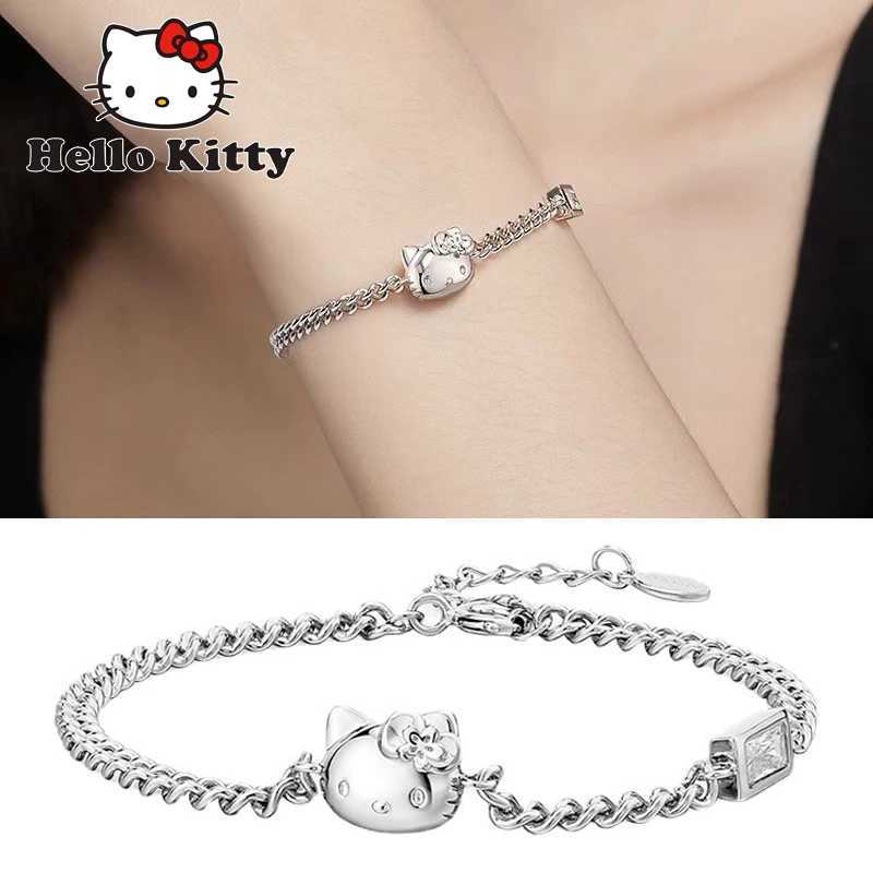Sanrio Hello Kitty Bracelets Adjustable Bracelet for Women Luxury Cartoon Pendant Chain Party Birthday Silver Jewelry Gifts w250716