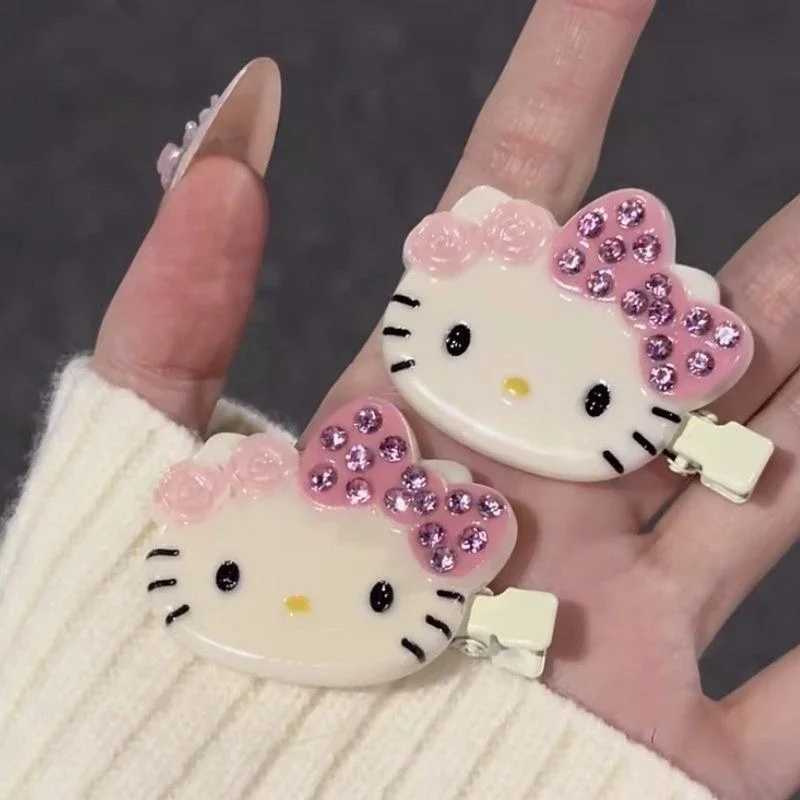 Sanrio 1 Pair Sanrio Hello Kitty Hair Clips Shiny Pink Crystal My Melody Women Hair Accessories Sweet Girls Headband Bangs Clip Gift w250716