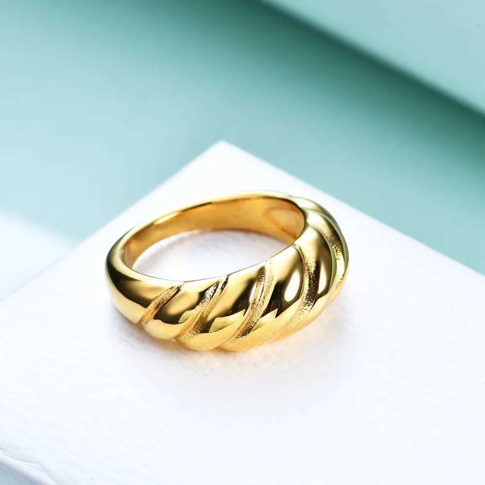 HNSP 8MM Stainless Steel Twist Ring For Women Finger Jewelry Accessories Anti-fading Waterproof Gold Silver Color US Size 6-9 S250716