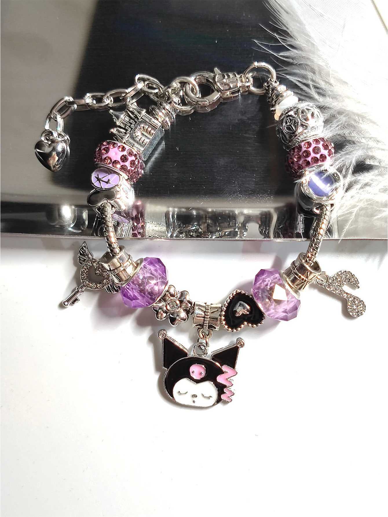 Sanrio 1Pcs Cartoon Anime Kuromi Charm Bracelet for Men and Women Fashion Kawaii Adjustable Bangle Chains Birthday Gifts Accessory Toy w250716
