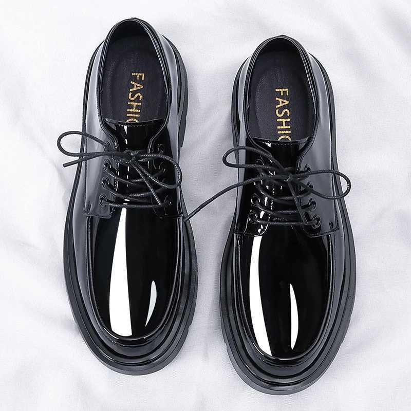 Summer Patent Leather Men Shoes Plus Size Casual Business Formal Shoes Thick Sole Hollow Out Breathable Party Office Oxfords W250716