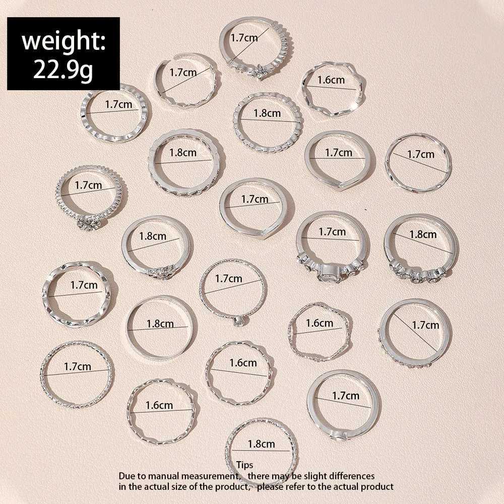 23Pcs Fashion Knuckle Rings Set For Women Crystal Star Moon Eye Wave Gold Silver Color Rings Female Trendy Party Jewelry Gift S250716