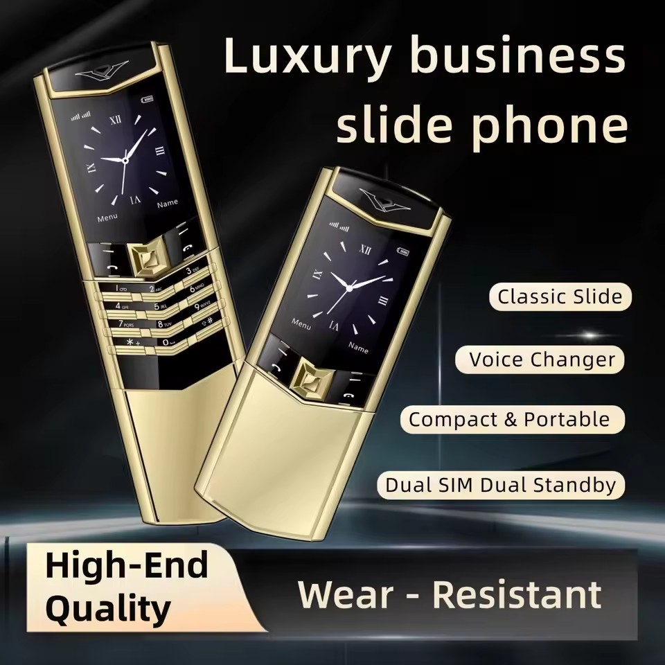 Unlocked 2G GSM Classic Slider Metal Body Senior Cellphone Luxury Magice Voice Blacklist Two Sim Large Key Portable Size For Elderly Cell phones