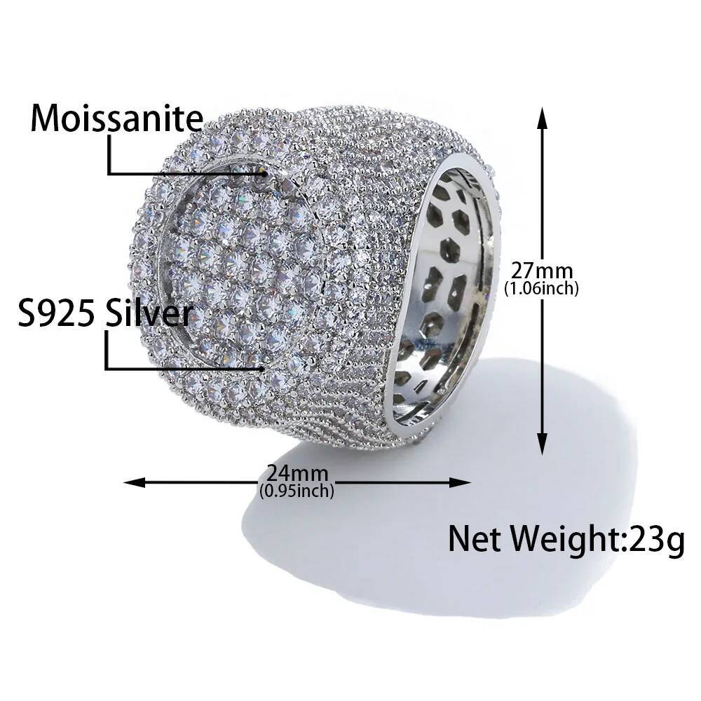 Hip Hop Custom 925 Sterling Silver Cross Ring VVS Diamond Sparkling Luxury Iced Moissanite Ring Suitable For Unisex