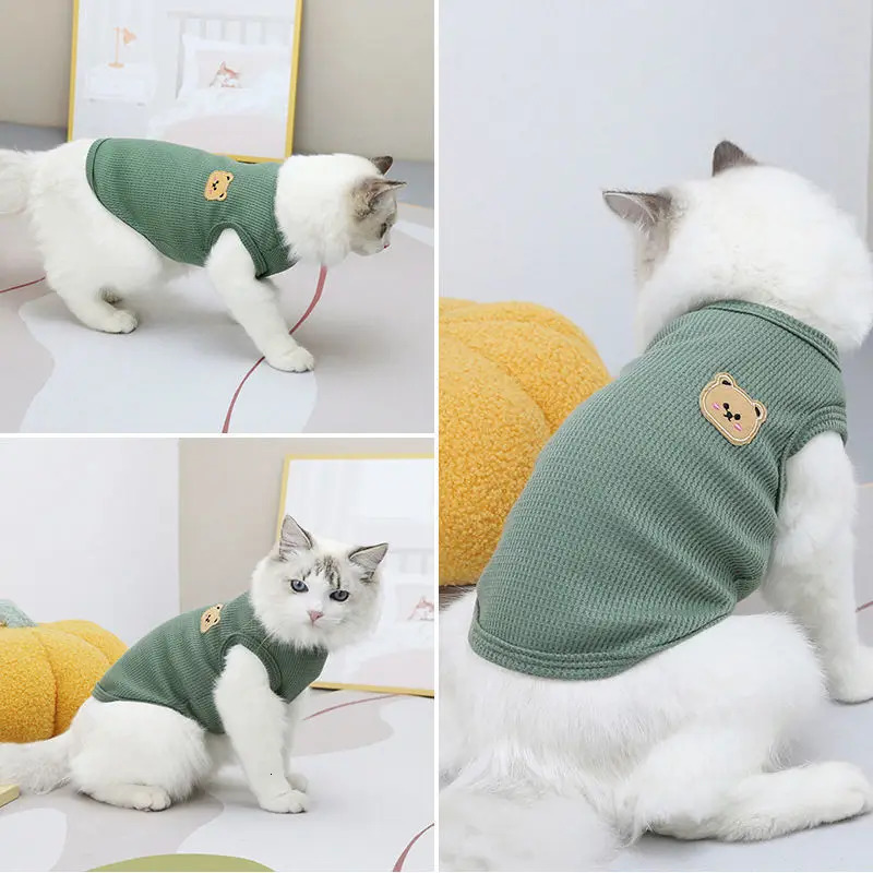 1pc Green Bear Vest Pet Dog Clothes Cat Solid Tshirt Clothing Dogs Thin Small Fashion Chihuahua Summer Breathable 250711