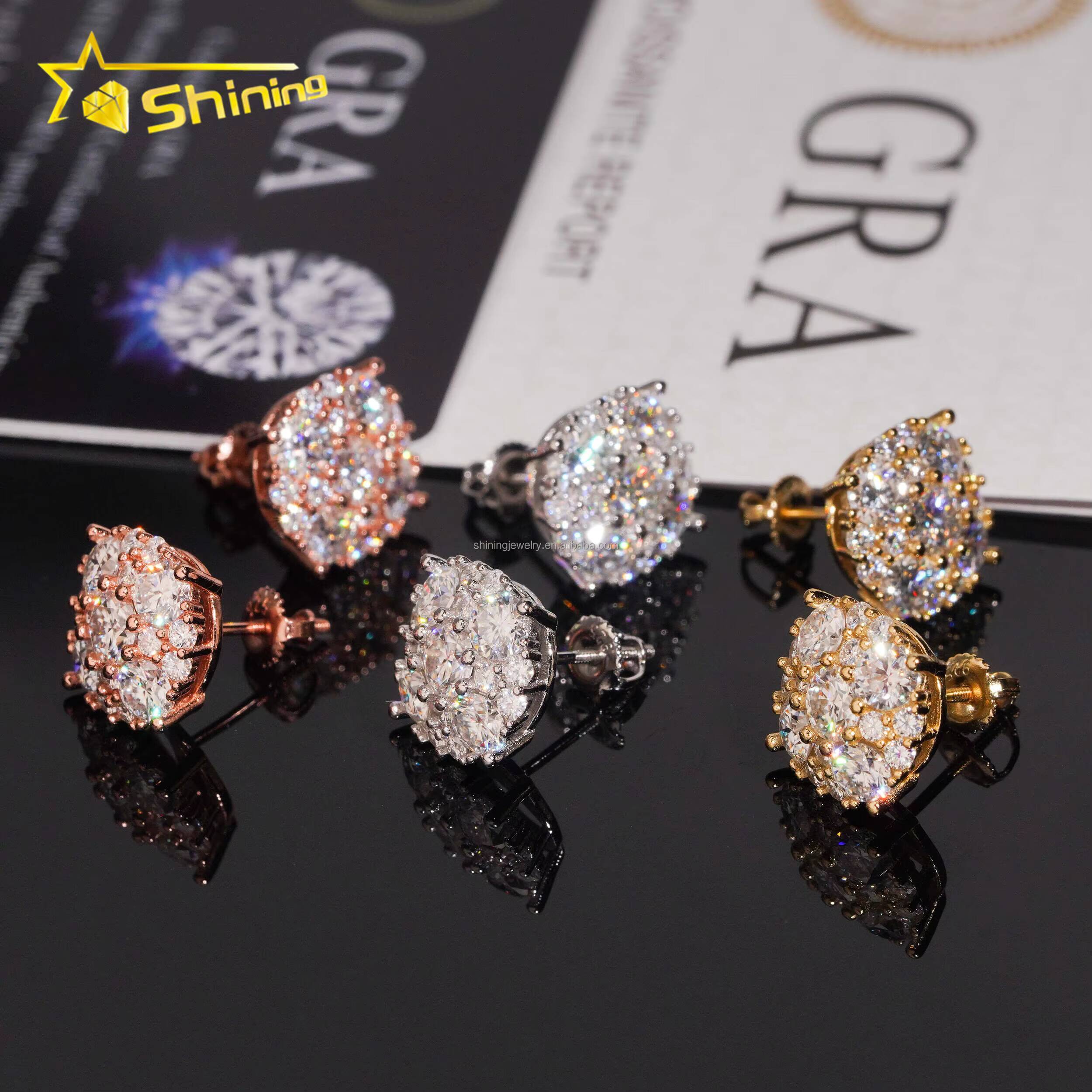 Luxury Fire Hot Selling Fire Moissanite Stud Earrings GRA Certified 925 Sterling Silver Unisex Jewelry 925 Round Stud Earrings