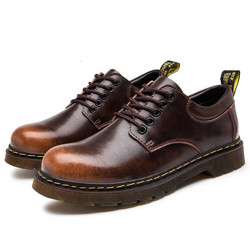 Mens Work Boots Genuine Leather Casual Shoes - Wide Toe Slip-Resistant Derby Large Sizes 38-48 W250716