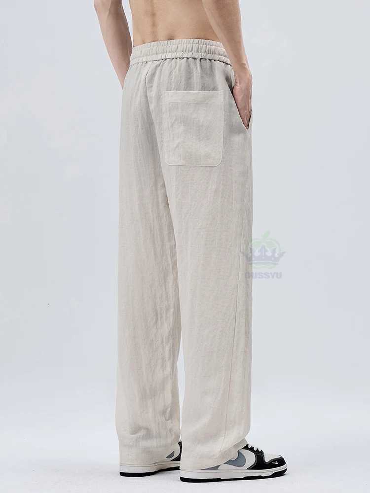 Summer Thin Cozy Lyocell Linen Fabric Pants Men Elastic Waist Outdoors Jogger Breathable Wrinkled Outdoor Casual Trousers Male y250716