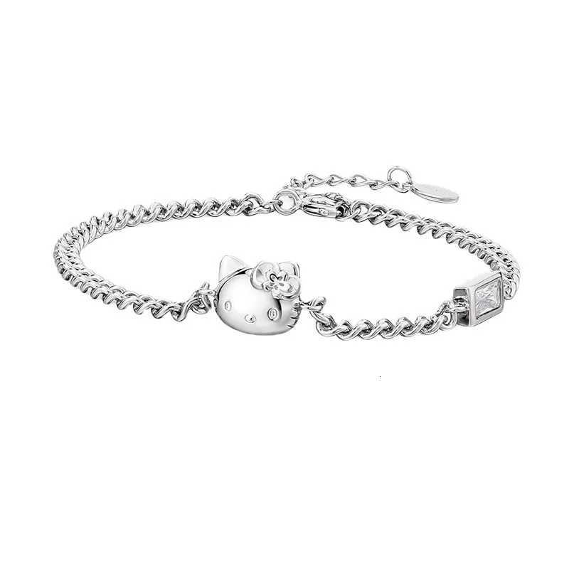 Sanrio Hello Kitty Bracelets Adjustable Bracelet for Women Luxury Cartoon Pendant Chain Party Birthday Silver Jewelry Gifts w250716