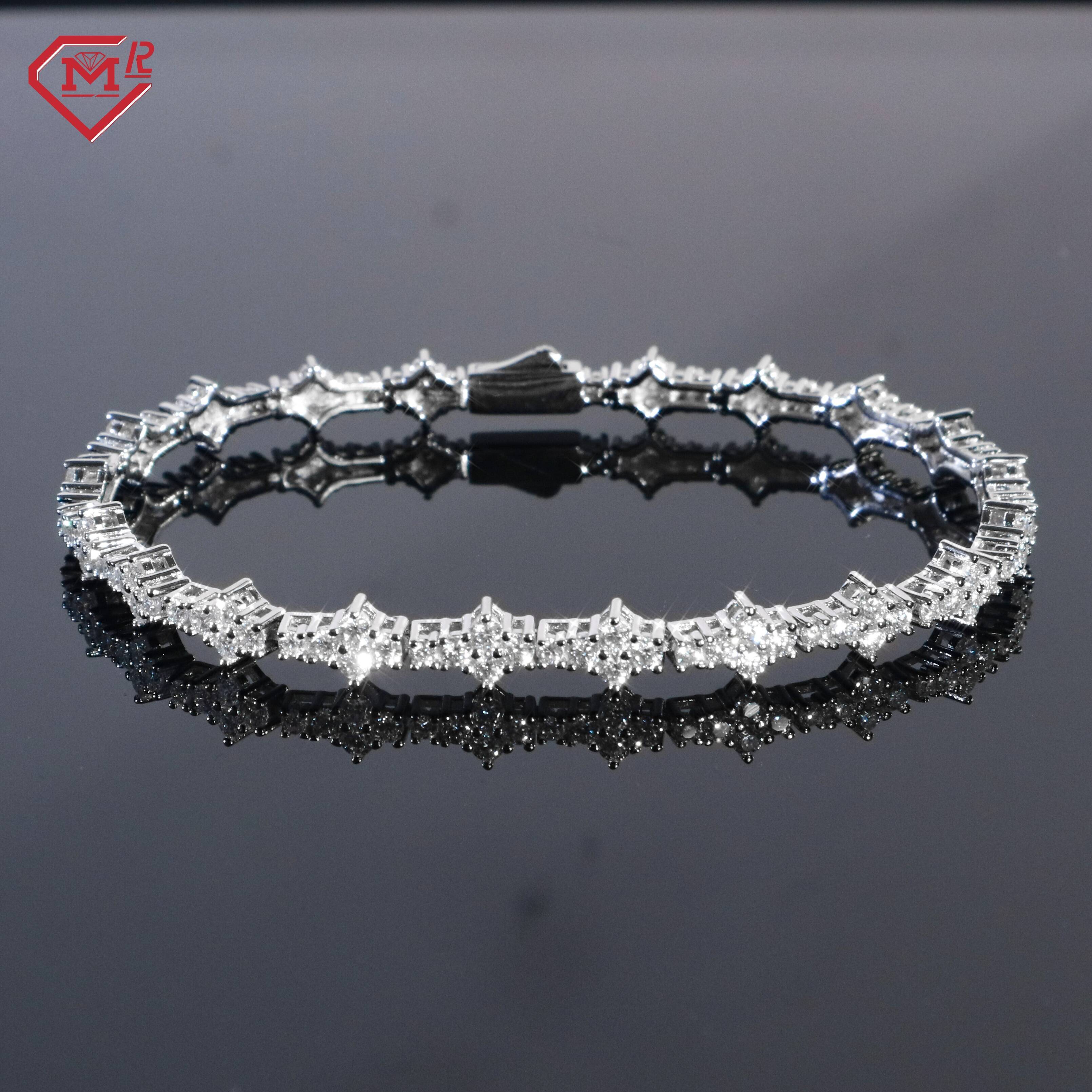 Custom Tennis Bracelet S925 Yellow Gold/Rose Gold/Silver VVS Iced Out Moissanite Tennis Bracelet