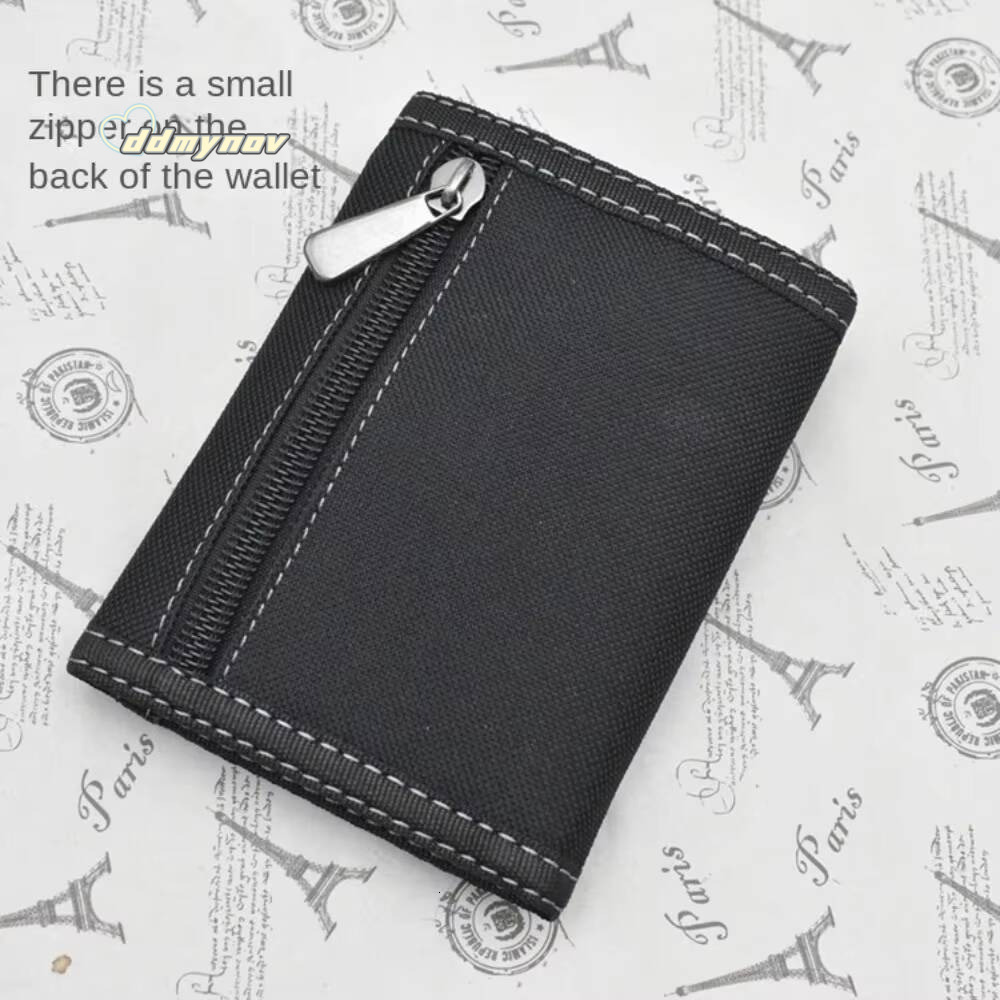 Touch Fastener Mens Short Wallet Fashion Leisure Multi-position 3 Fold Purse Durable Black Male Coin Pocket Daily Use ddmynov