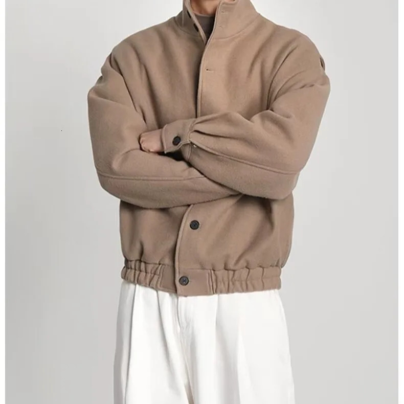 autumn and winter trendy workwear stand up collar jacket woolen coat British style niche baseball suit trend 250716 - view 5