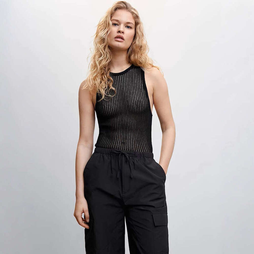 Vest Summer Sexy Hot Girl Ribbed Hollow Out Slim Fit Sleeveless Knitted Top B5