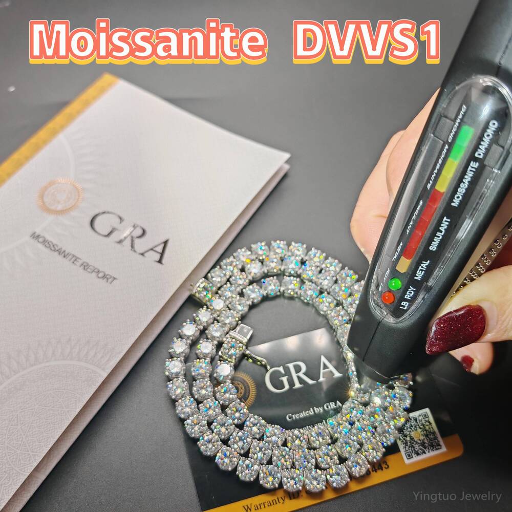 Factory Price Iced Cut 2mm 3mm 4mm 5mm 6.5mm VVS Silver 925 Hip Hop VVS Moissanite Diamond Tennis Chain for Women Men