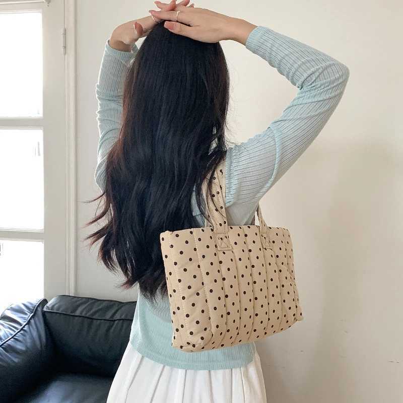 Polka Dot Handbag New Large Capacity Cotton Tote Bag Red Polka Dot Shoulder Bag Versatile Niche Design Commuting Handbag
