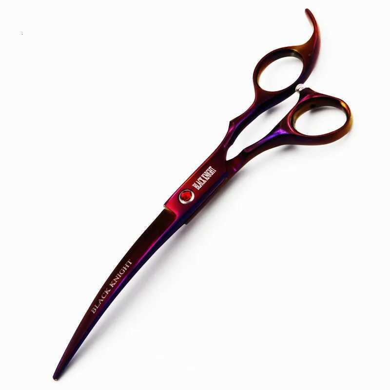 BLACK KNIGHT Professional Hairdressing Hair scissors 7 inch Cutting Barber shears Curved downward pet scissors purple style W250716