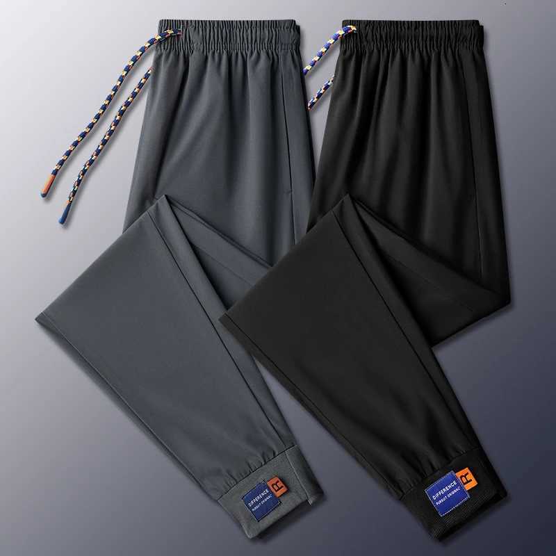 2025 Mens Sweatpants Ice Silk Summer Stretch Jogger Pants Straight Cool Sports Training Trousers Large Size y250716