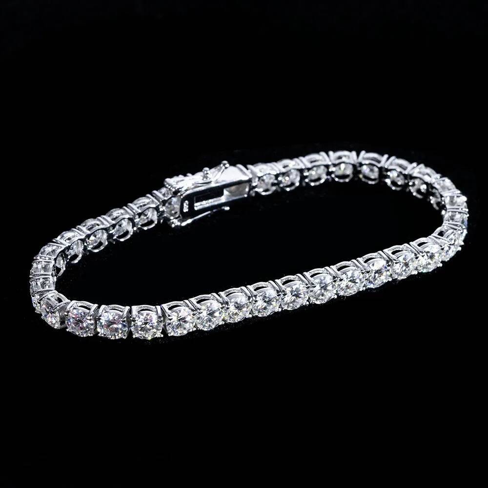 3mm Moissanite Tennis Chain Bracelets Necklace 925 Sterling Silver Luxury Wedding Anniversary Punk Hip Hop Jewelry