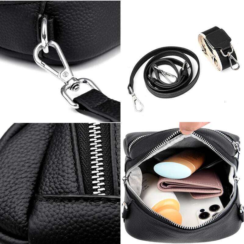 High Quality Genuine Leather Women Spring And Summer New Oxskin Classic Double Zipper Single Shoulder Crossbody Bag Handbag