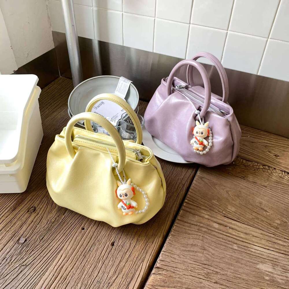 2025 Cloud Shoulder - Korean Style Wrinkled Purse With Ring Handle, Pastel Crossbody Bag For Women