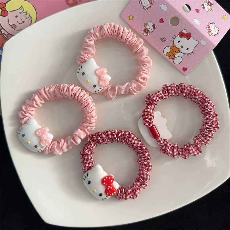 Sanrio 2Pcs Hello Kitty Hair Rope Cute Girl Cartoon Rubber Band Kids Girl Hair Accessories w250716