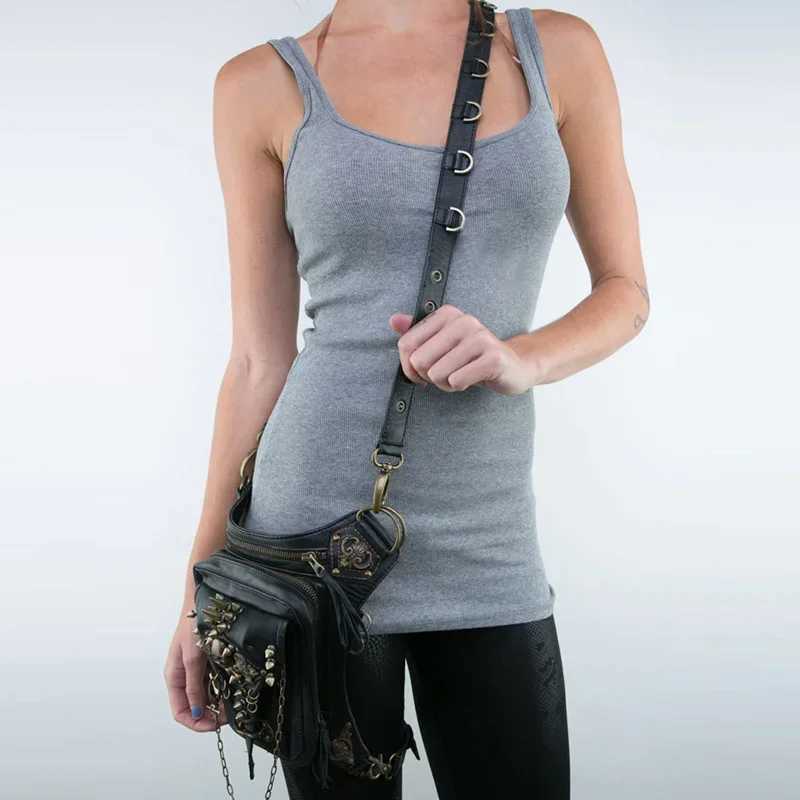 Womens Fanny Pack Steam Punk Waist Leg Hip Belt Messenger Shoulder Bag Mobile Phone Waist Bag Fanny Packs Pack for Women Gothic
