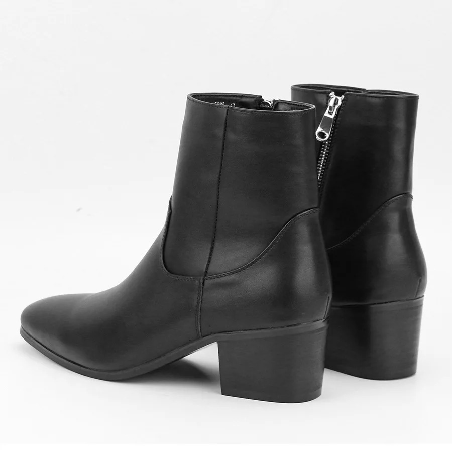 High Heel Men Zipper Boots Fashionable Guys Boots Chunky Heel Motorcycle Shoes 250715