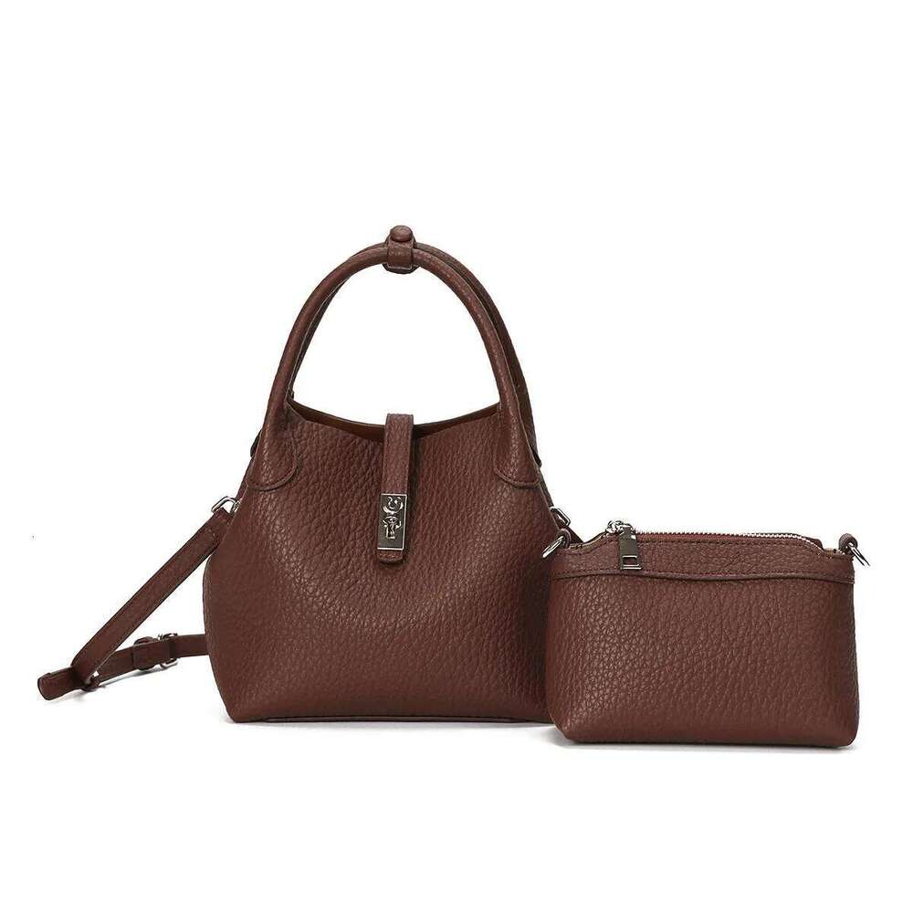 2025 New Ostrich PU Leather Bucket Bags for Women Adjustable Long Strap Designer Crossbody Handbags Shoulder Purse 2pcs Set