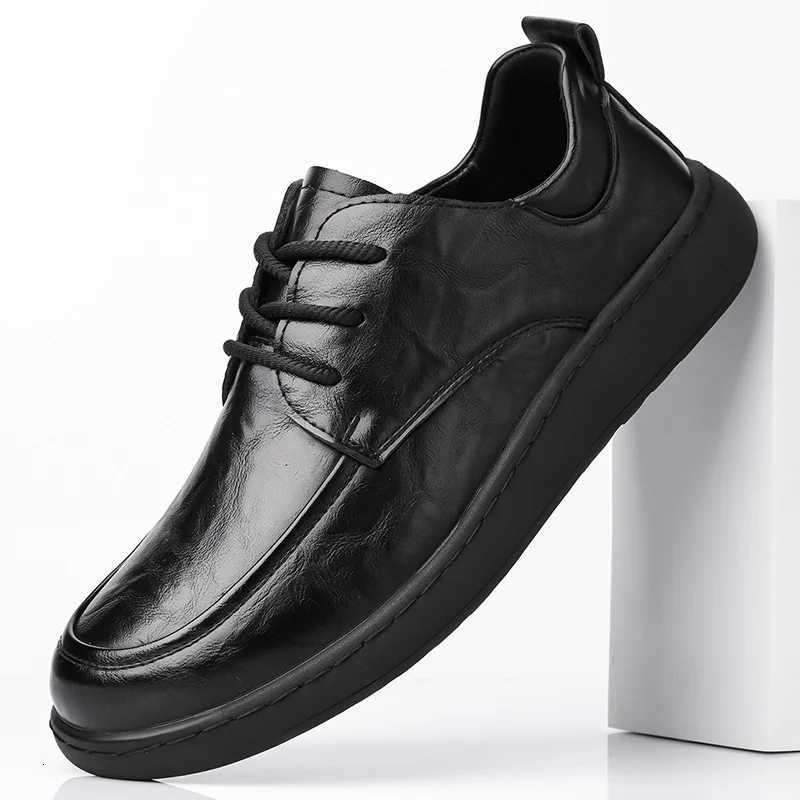 Big Size Spring New Mens Business Casual Leather Shoes High Quality Soft Soled Shoes for Men Fashion Black Lace Loafers W250716
