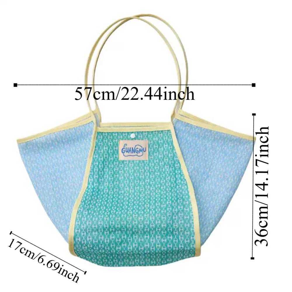Breathable Contrast Color Tote Bag Large Capacity Fluorescence Color Floral Mesh Shoulder Pouch Hollowed Out