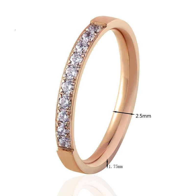 Top Quality Fashion Jewelry Crystal Wedding Rings Stainless Steel Rose Gold Color Female Ring For Woman And Girl Best Gift S250716