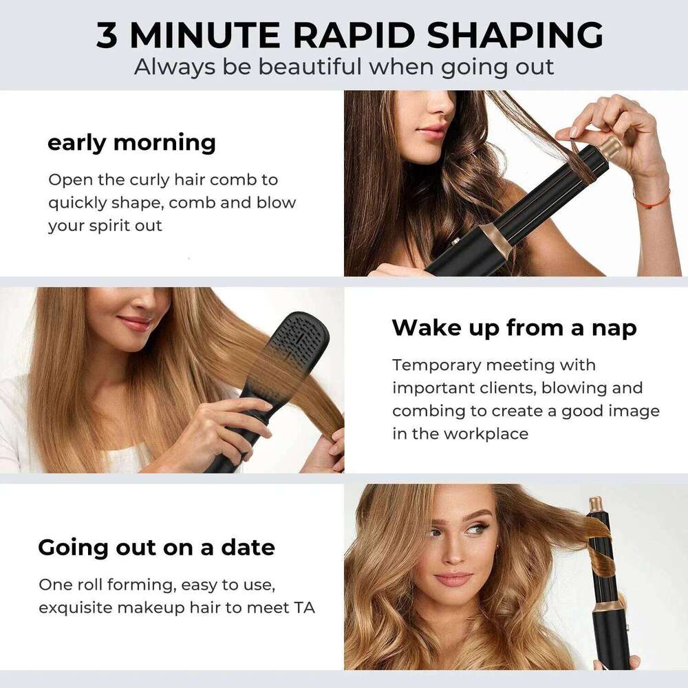 6 In1 Dryer Curling Iron Straightener Brush Electric Hairdryer Folding Styling Comb Multi Styler Hair Care
