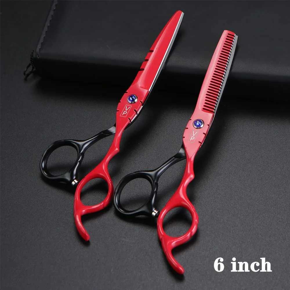 Japan Steel 6.0 Inch Professional Hairdressing Scissors Barber Scissors Set Cutting Shears Thinning Scissors Haircut Accessories W250716