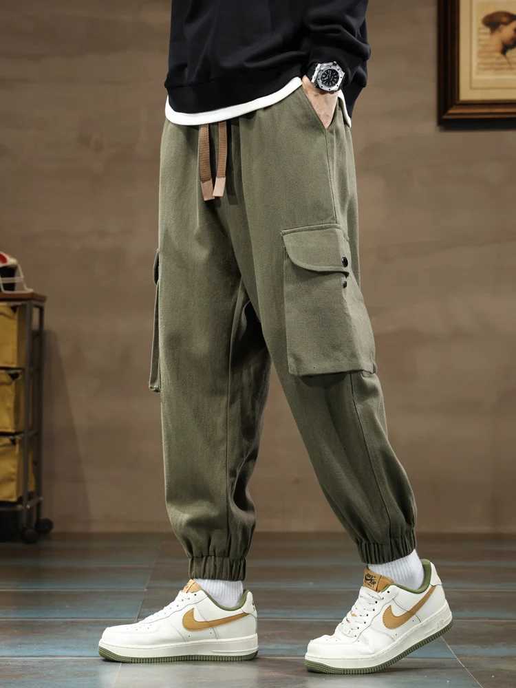 Big Size Mens Jogger Cargo Pants 8XL 7XL 6XL Streetwear Washed Cotton Casual Baggy Pants Solid Color Loose Trousers Men y250716