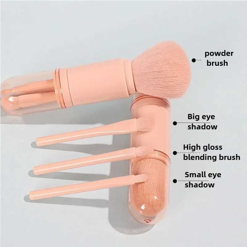 4in1 Travel Makeup Brushes Set Retractable Kabuki Brush and 3 Small Brushes for Eyes with Soft Small Portable for Makeup Touchup XJ2500716