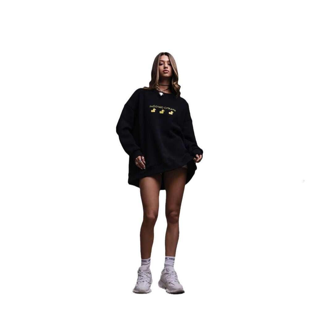 Loose Round Neck New Autumn Winter Versatile Slimming Pullover Hoodless Sweatshirt For Women B5