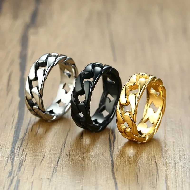 Delicate Creative Punk Vintage Rings for Men Cuban Link Chain Male Boy Finger Ring Accessory Decoration Party Gifts Wholesale S250716