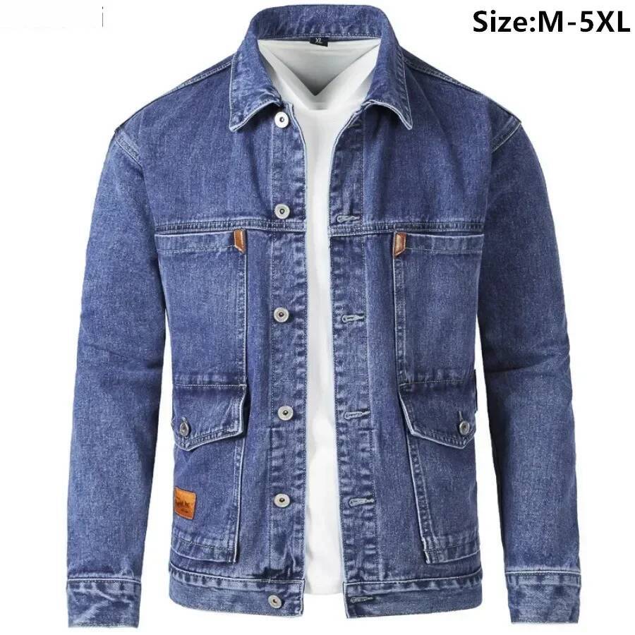 Spring Autumn Men's Denim Coats Multi-Pocket Loose Single-Breasted Cardigan Fashion Casual Cargo Jackets Men Jeans Jacket