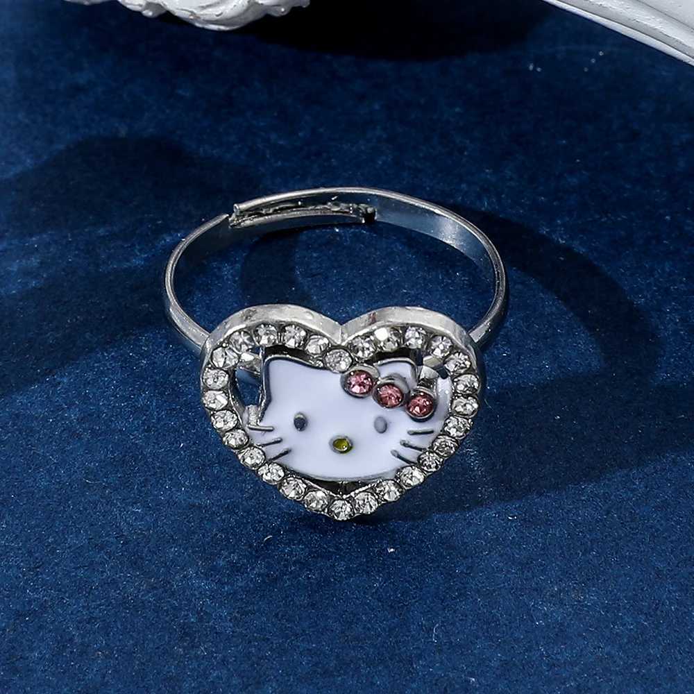 Sanrio Anime Hello Kitty Ring Kawaii Kitty Cinnamoroll Pendant Ring Cute Anime Cartoon Figure KT Cat for Birthday Party Gifts w250716