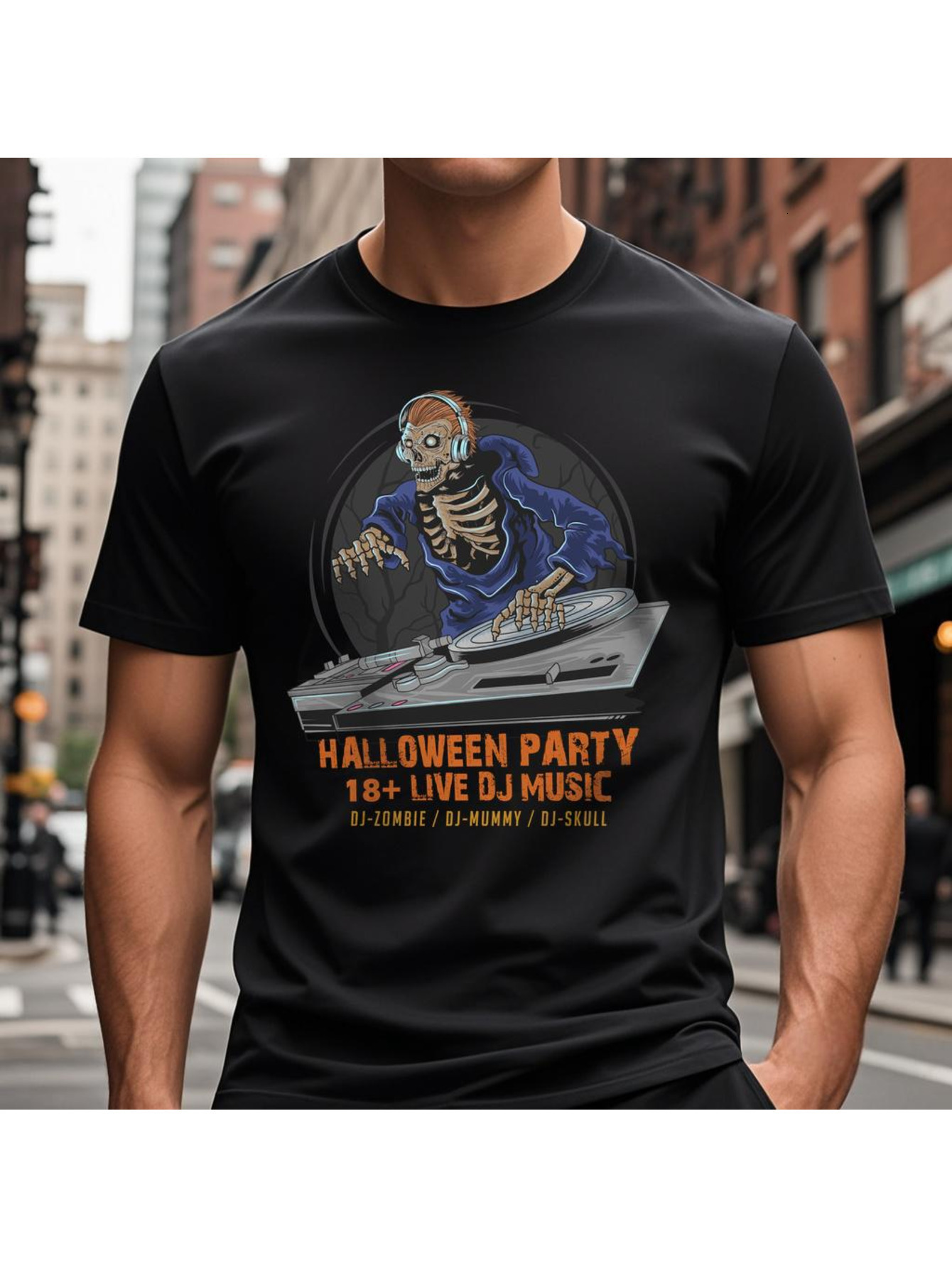VogueEpoch 180g Graphics Men Adult black Short sleeve S-3XL T Shirts Round collar White Cotton Halloween Wed 1c