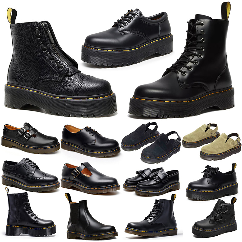 Free Shipping doc marteens designer Boots for mens womans platform sandals slides sliders black white leather slide mens womens outdoor shoes