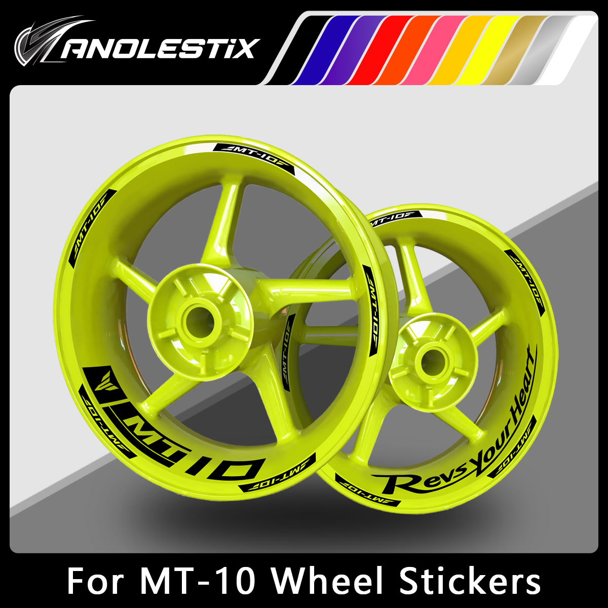 AnoleStix Reflective Motorcycle Wheel Sticker Hub Decal Rim Stripe Tape For YAMAHA MT-10 MT10