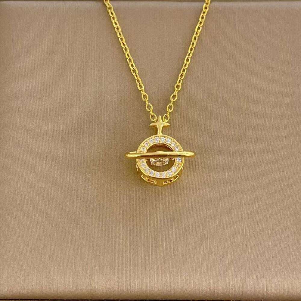 Smart Series Planet Copper Gold-Plated Necklace Niche Fashion Light High-End Clavicle Chain 8D0