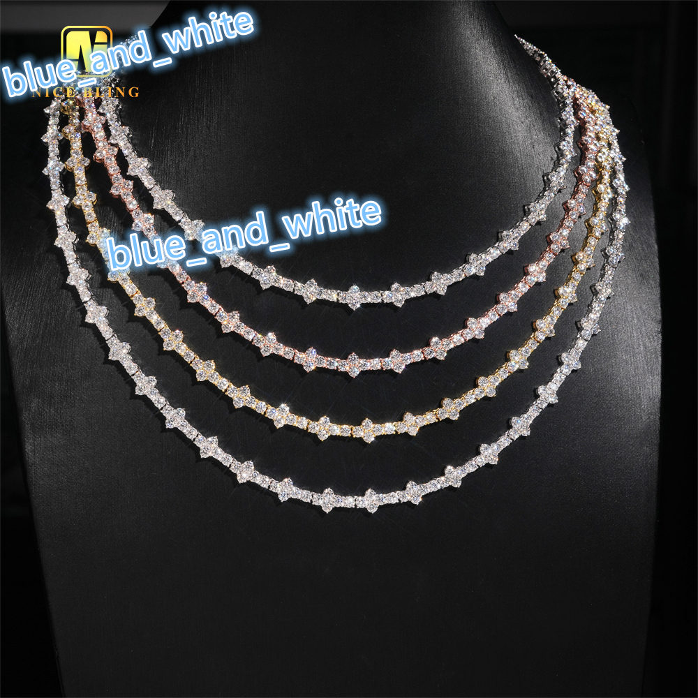 Wholesale Price 925 Sterling Silver 3mm Hip Hop Jewelry Bracelet Necklace Iced Out VVS Moissanite Diamond Cross Tennis Chain