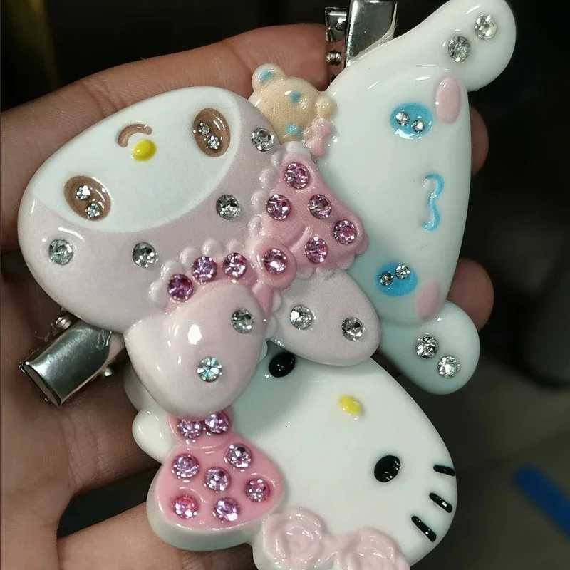 Sanrio 1 Pair Sanrio Hello Kitty Hair Clips Shiny Pink Crystal My Melody Women Hair Accessories Sweet Girls Headband Bangs Clip Gift w250716