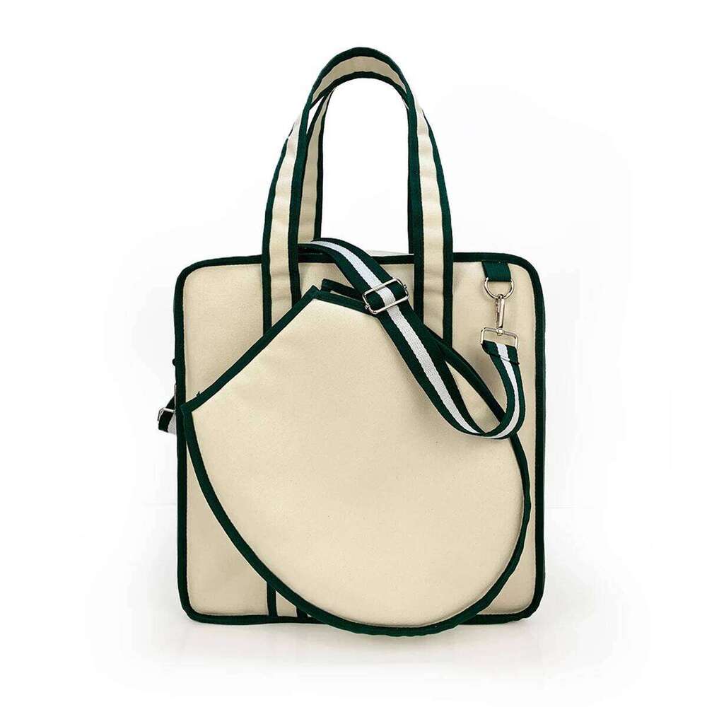 Large in Solid Color Beige Tote for Men and Women High Quality Canvas Tennis Racquet Should Bag