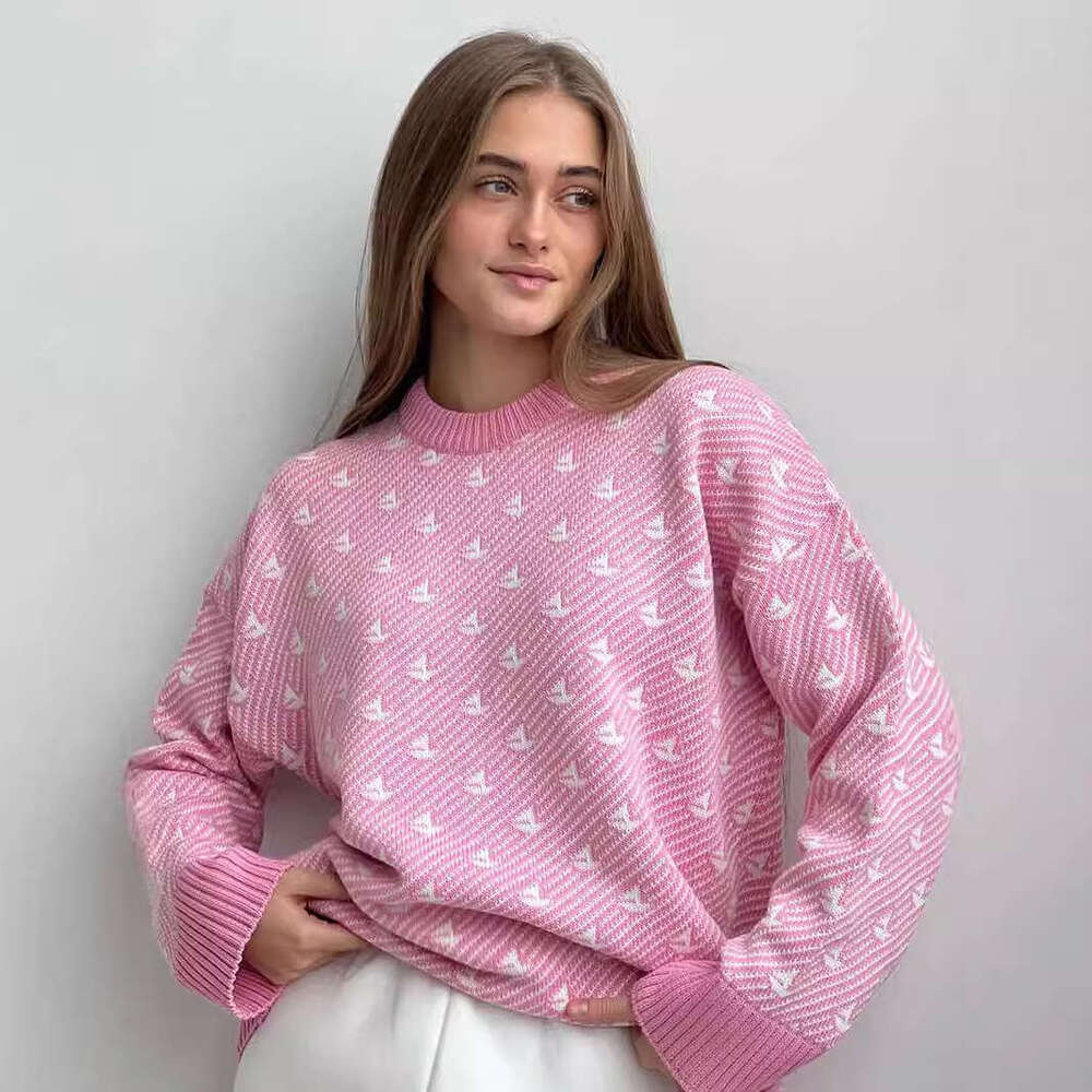 Round Neck Sailboat Winter New Style Elegant Commuter Versatile Loose Knitted Pullover Sweater B5