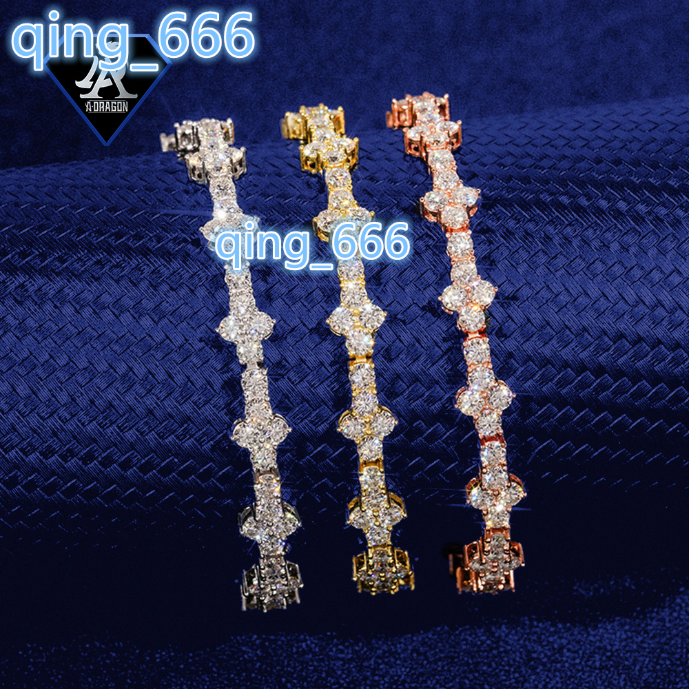 Factory Outlet 3mm S925 Silver VVS1 Moissanite Hip-Hop Tennis Chain Modern Necklace and Bracelet Set