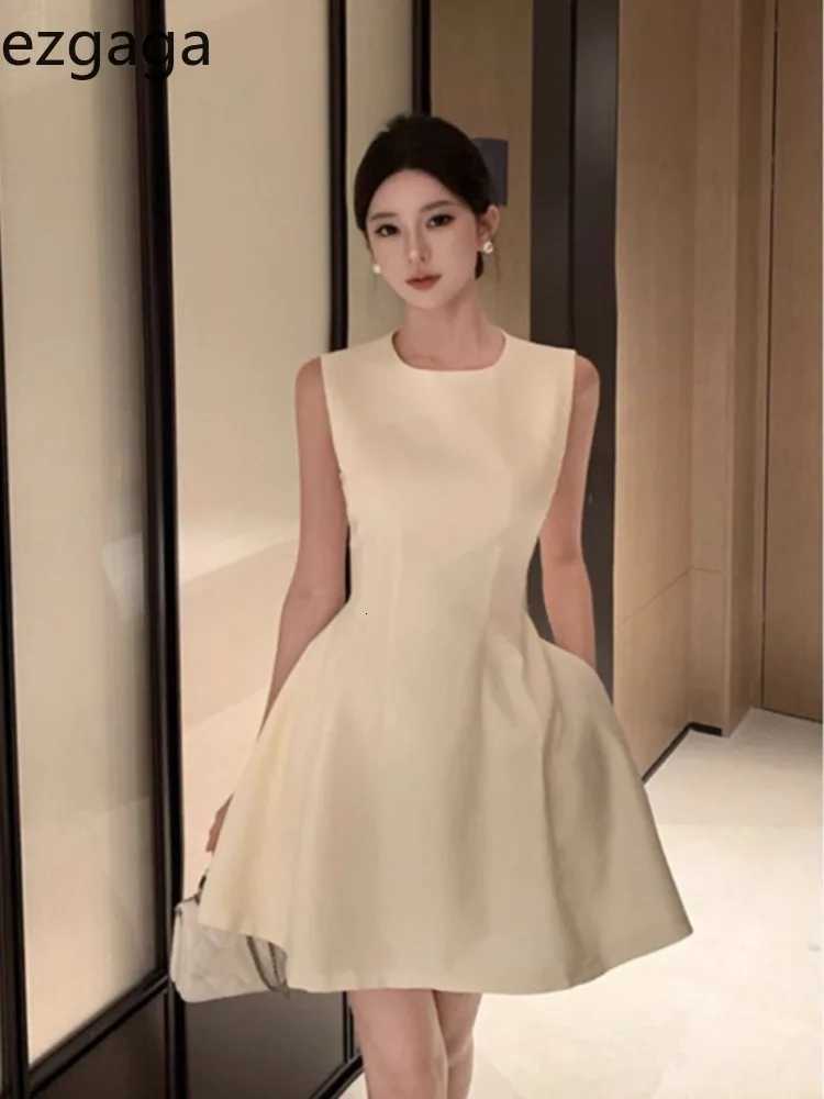 Ezgaga Womens Dress Elegant Sleeveless Summer Fashion Slim Ball Gown French Style Mini Dresses Sexy Party Ladies Temperament R250716