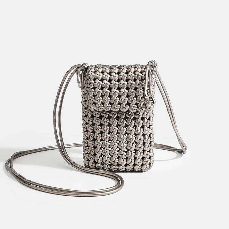 bags Mini women's phone 2025 new hot small volume woven crossbody Women's PU shoulder bag